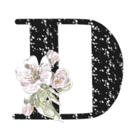 llustration of letters decorated with a bouquet of peonies png