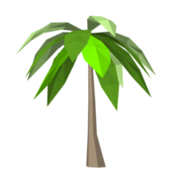 3ds lage polygoon kokosnoot en palmboom png