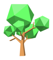 niedriger polygonaler 3d-baum und gräser png