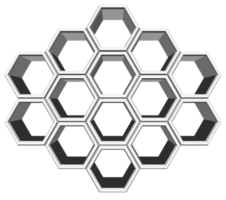 Bloc hexagonal 3ds aligné sur de nombreuses formes, bloc vierge pour ajouter votre texte ou libellé png