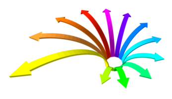 The 3 curved arrow which have spectrum color png