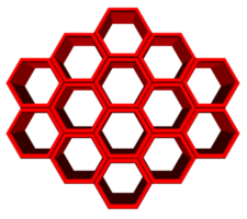 Bloc hexagonal 3ds aligné sur de nombreuses formes, bloc vierge pour ajouter votre texte ou libellé png