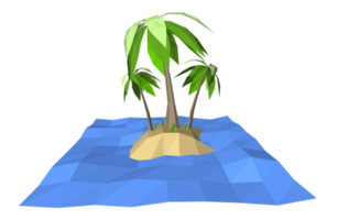 3Ds low polygon palm tree on lonely island in the ocean png