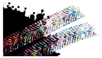 Colorful tire track on white background png