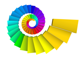 The 3 dimensions spiral stair white spectrum color png