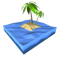 3Ds low polygon palm tree on lonely island in the ocean png