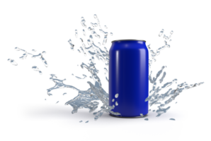 3d rendering image of white can and water splash png