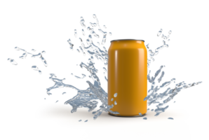 3d rendering image of white can and water splash png