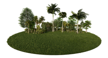 Image de rendu 3ds d'arbres de rendu 3d sur le terrain d'herbes png