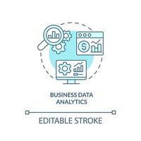 icono de concepto turquesa de análisis de datos empresariales. investigacion de informacion habilidades digitales idea abstracta ilustración de línea delgada. dibujo de contorno aislado. trazo editable vector