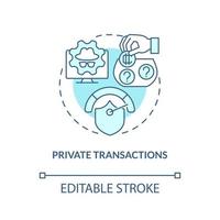 Private transactions turquoise concept icon. Cryptocurrency competitive edge abstract idea thin line illustration. Isolated outline drawing. Editable stroke vector