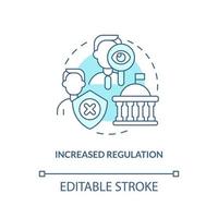 icono de concepto turquesa de mayor regulación. problema de criptomoneda en el futuro más cercano idea abstracta ilustración de línea delgada. dibujo de contorno aislado. trazo editable vector