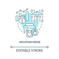 Inflation hedge turquoise concept icon. Cryptocurrency competitive edge abstract idea thin line illustration. Reduce risks. Isolated outline drawing. Editable stroke vector