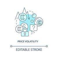 Price volatility turquoise concept icon. Crypto-currency downside abstract idea thin line illustration. Price change risk. Isolated outline drawing. Editable stroke vector