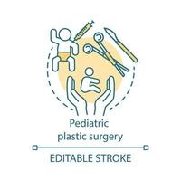 Pediatric plastic surgery concept icon. Childcare idea thin line illustration. Improve kids appearance. Reconstructive and cosmetic procedures. Vector isolated outline drawing. Editable stroke