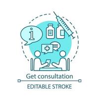 Get consultation concept icon. Health check idea thin line illustration. Clinic center. Doctor appointment. Disease prevention . Vector isolated outline drawing. Editable stroke