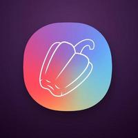 Bell pepper color app icon. Sweet bulgarian pepper. Agriculture plant. Vegetable farm. Vegan food. Salad ingredient. UIUX user interface. Web or mobile applications. Vector isolated illustrations