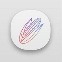 Corn app icon. Maize. Agriculture plant. Popcorn ingredient. Vegetable farm. Healthy nutrition. Vegan food. UIUX user interface. Web or mobile applications. Vector isolated illustrations