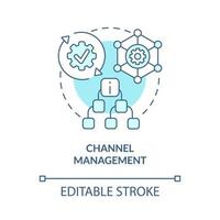 Channel management turquoise concept icon. Real estate advertising system abstract idea thin line illustration. Isolated outline drawing. Editable stroke vector