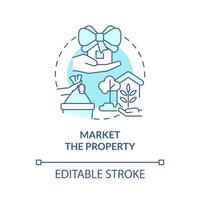 Market property turquoise concept icon. Prepare property for rent abstract idea thin line illustration. Isolated outline drawing. Editable stroke vector