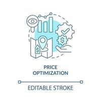 icono de concepto turquesa de optimización de precios. gestión de propiedades en hoteles idea abstracta ilustración de línea delgada. dibujo de contorno aislado. trazo editable vector