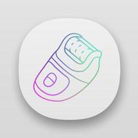 Epilator app icon. Home depilation procedure. Beauty device for home use. Personal hygiene. Body hair removal. UI UX user interface. Web or mobile applications. Vector isolated illustrations