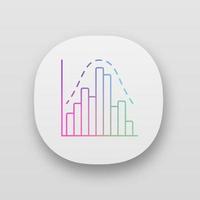 Histogram app icon. Diagram. Business trade info. Financial analytics. Statistics data. Report in visible form. UI UX user interface. Web or mobile applications. Vector isolated illustrations