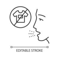 Clothing allergy linear icon. Textile dermatitis. Allergic disease. Medical problem. Reaction to fabrics. Thin line illustration. Contour symbol. Vector isolated outline drawing. Editable stroke