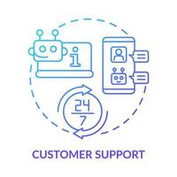 Customer support blue gradient concept icon. Digital transformation. Automation in business abstract idea thin line illustration. Isolated outline drawing vector