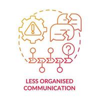 Less organised communication red gradient concept icon. Error prone activities. BPA challenges abstract idea thin line illustration. Isolated outline drawing vector