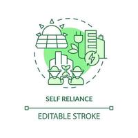 Self reliance green concept icon. Green technology. Sustainable city design abstract idea thin line illustration. Isolated outline drawing. Editable stroke vector