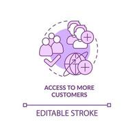 Access to more customers purple concept icon. Export business advantages abstract idea thin line illustration. Isolated outline drawing. Editable stroke vector