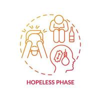 Hopeless phase red gradient concept icon. Betting behavior psychology. Gambling addiction abstract idea thin line illustration. Isolated outline drawing vector