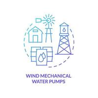 Wind mechanical water pumps blue gradient concept icon. Rural electrification technology abstract idea thin line illustration. Isolated outline drawing vector