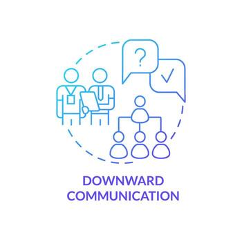 Downward communication blue gradient concept icon. Hierarchy abstract idea thin line illustration. Interaction from organization top to bottom. Isolated outline drawing vector
