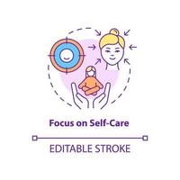 Focus on self care concept icon. Support group advantage abstract idea thin line illustration. Balance and health. Isolated outline drawing. Editable stroke vector