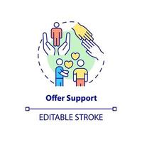 Offer support concept icon. Therapeutic activity abstract idea thin line illustration. Being emotional supportive. Isolated outline drawing. Editable stroke vector