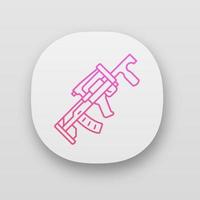 Groza weapon app icon. Virtual video game firearm, gun. Shooter game rifle. Cybersport sniper military inventory. UI UX user interface. Web or mobile application. Vector isolated illustration