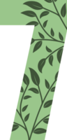 número de hojas verdes, diseño de números con hojas florales png