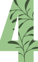 Green leaves number, Number design with floral leaves png