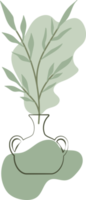 contorno vaso con foglie floreali e forma organica astratta, illustrazione in stile minimale png