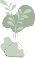 contorno de jarrón con hojas florales y forma orgánica abstracta, ilustración de estilo mínimo png