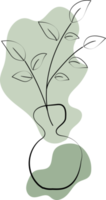 Vasenumriss mit floralen Blättern und abstrakter organischer Form, minimale Stilillustration png