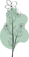 flor floral dibujada a mano con forma libre orgánica, ilustración botánica abstracta png