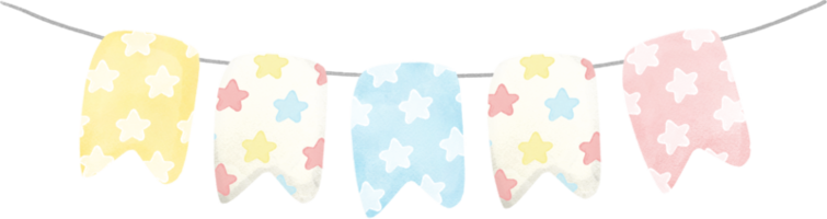cute pastel flag watercolor party garland star banner png