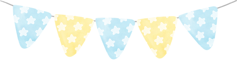 bannière étoile de guirlande de fête aquarelle drapeau pastel mignon png