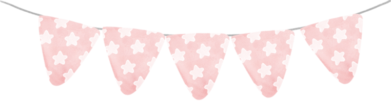 cute pastel flag watercolor party garland star banner png