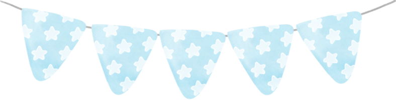 bannière étoile de guirlande de fête aquarelle drapeau pastel mignon png