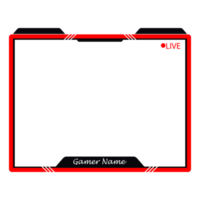 Gaming-Frame-Overlay für den Live-Streamer. Gamer-Overlay für Live-Streamer. Roter stilvoller Live-Gaming-Overlay-Rahmen mit schwarzem Farbton. Live-Stream-Overlay für Online-Gamer. png