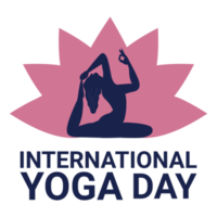 illustrazione vettoriale felice giornata yoga con effetto testo nero, nero, donna che fa yoga, signora, donna, posizione yoga, giornata internazionale dello yoga speciale. png